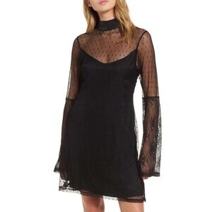 Somedays Lovin Starry Eyed Mesh Polka Dot Mini Dress